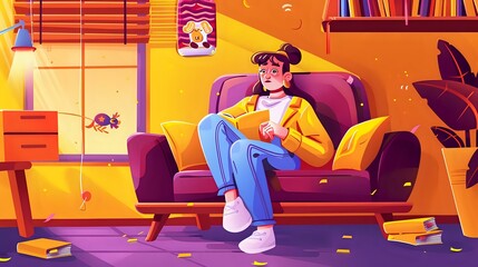 Woman finding peace and joy in the world of literary escape