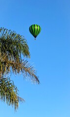 Hot air balloon in the sky over Hamilton during the balloon festival 
