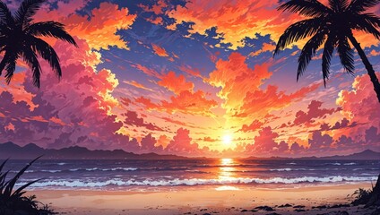 sunset over the sea