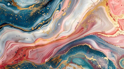 Colorful marbleized abstract art with gold flecks