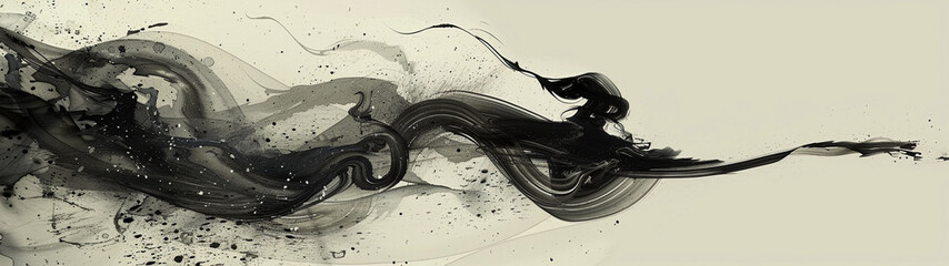 Dynamic Black Ink Abstract