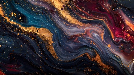 Cosmic swirls in a vibrant gilded abstract art