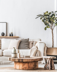 Minimalist interiors design in Scandinavian style with minimal decor and copyspace