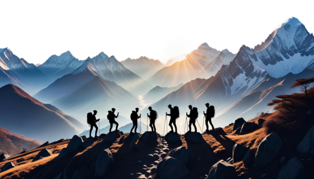 asia sunlight hiking lp silhouette other mountains each group mountain climbing helping help people team teamwork adventure friends leader climb sunset together hand concept nature cliff young