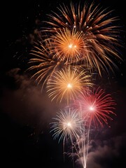 Naklejka premium Christmas festival fireworks in night 