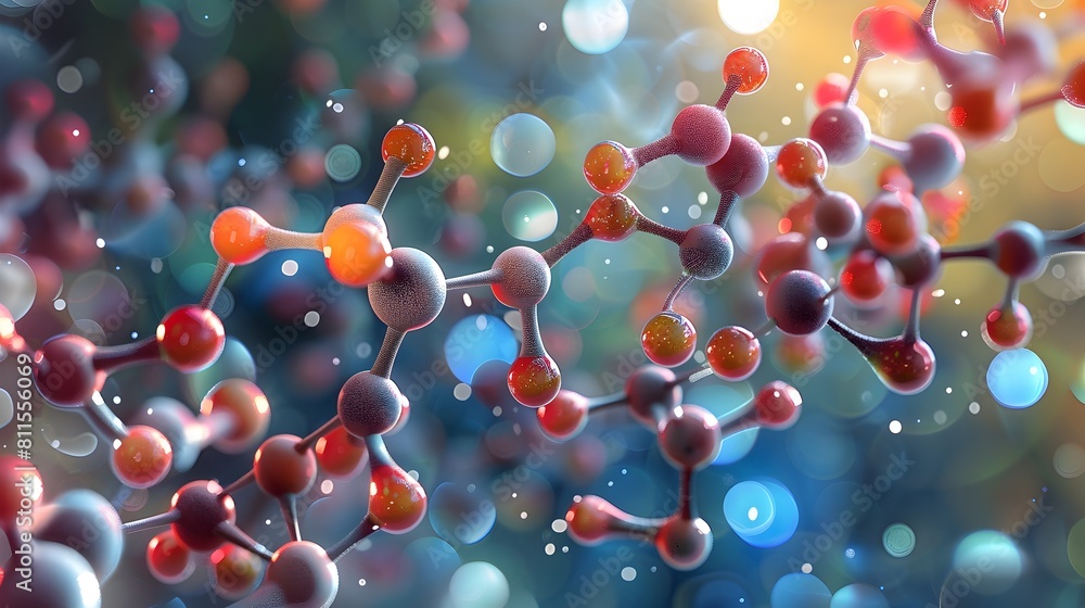 Aufkleber intricate molecular structures and dynamic network connections in a vibrant scientific composition