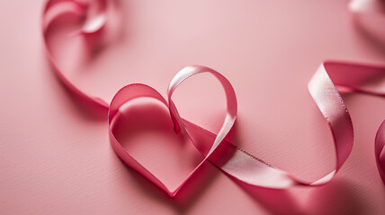 pink ribbon heart valentine concept