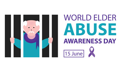 illustration vector graphic of a grandfather is locked up in prison, perfect for international day, world elder abuse awareness day, celebrate, greeting card, etc.