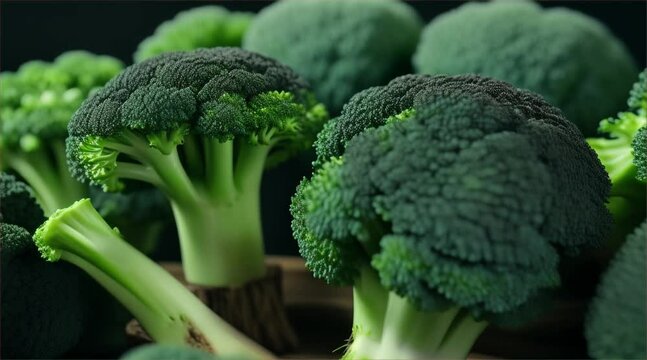 Realistic illustration of fresh broccoli vector on wooden board.