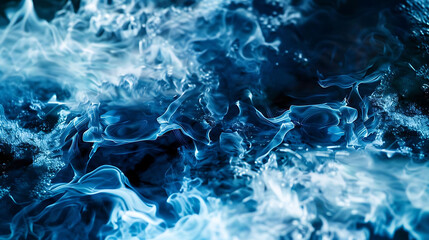 abstract flow of water in cold midnight blue