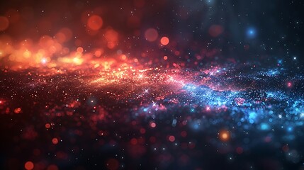 Fototapeta premium The US flag envisioned as a constellation of floating stars and stripes, with each element casting light in a dark virtual space.