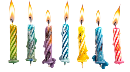 Burned birthday candles isolated on transparent background
