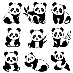 Panda SVG, Panda Head Cricut, Panda Face Svg, Cute Panda Svg, Panda Monogram, Baby Pandas Silhouette, Kawaii Pandas, Panda svg bundle, Panda head svg, Panda monogram svg, Panda Silhouette for Cricut, 