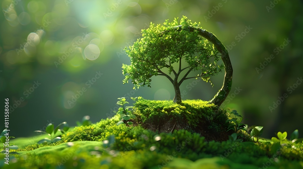 Poster tree of life cycle depicting sustainable product development concept in elegant 3d rendering