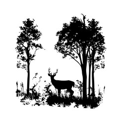 Deer Hunting, Pine Tree Forest svg, Hunting Monogram Frame, Deer in the Forest svg, Deer Cut Files For Cricut, Deer Clipart, Forest Svg, Wilderness Svg, Forest Bundle svg, Deer Head Svg, Woodland Scen