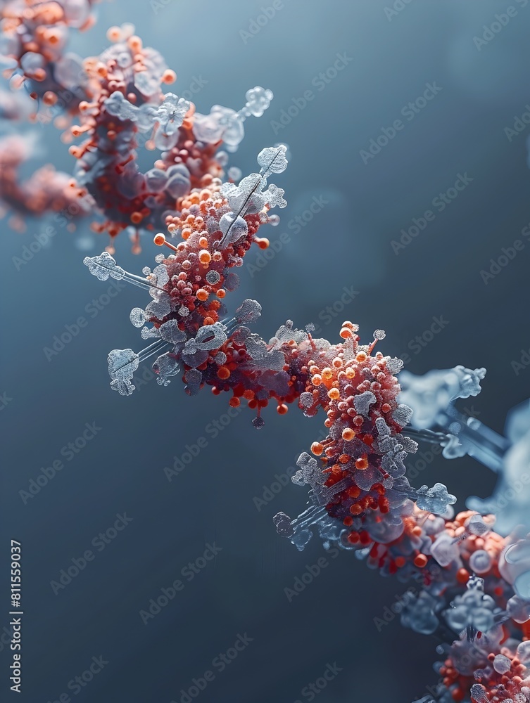 Poster d rendering of insulin molecule showcasing intricate primary and secondary structures