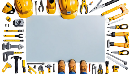 fictional happy person construction poster space worker copy men at work factory contractor thumb up manufacturing production working man warehouse machinery sunbeam project cheering repairman