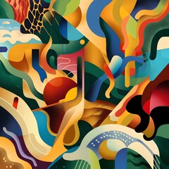 Abstract Artwork Illustrating the Allure and Mystique of Gold through Vibrant Colors and Shapes