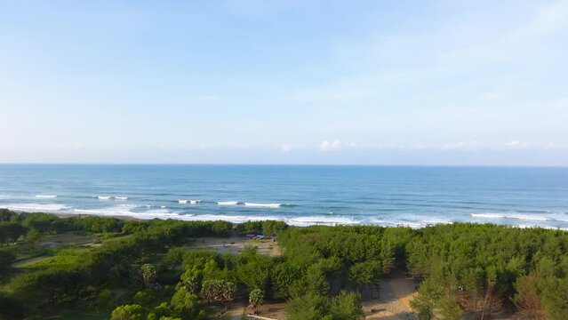aerial view of parangtritis beach yogyakarta, indonesia