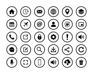 Contact information icons for business card. Web icon set symbol vector