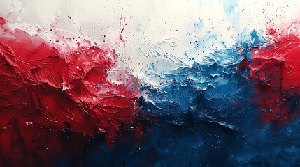 The US flag recreated with vibrant red, white, and blue ink splatters on a stark white canvas, showcasing a sense of freedom and expression.
