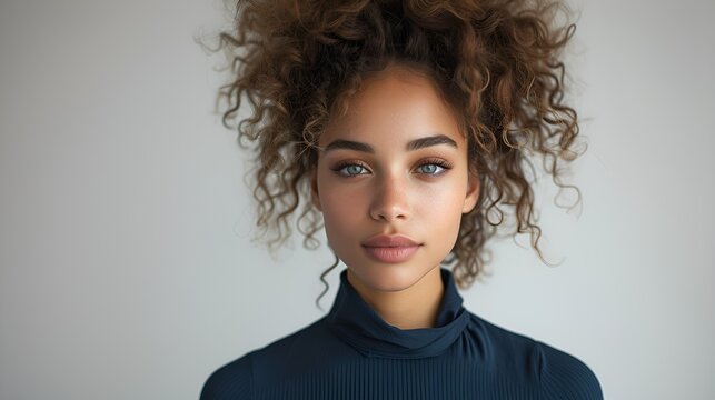 Female African-American  fashion model - fashion shoot - wearing a high-end business suit - quirky charm - eccentric vibe - intense expression - magazine shoot