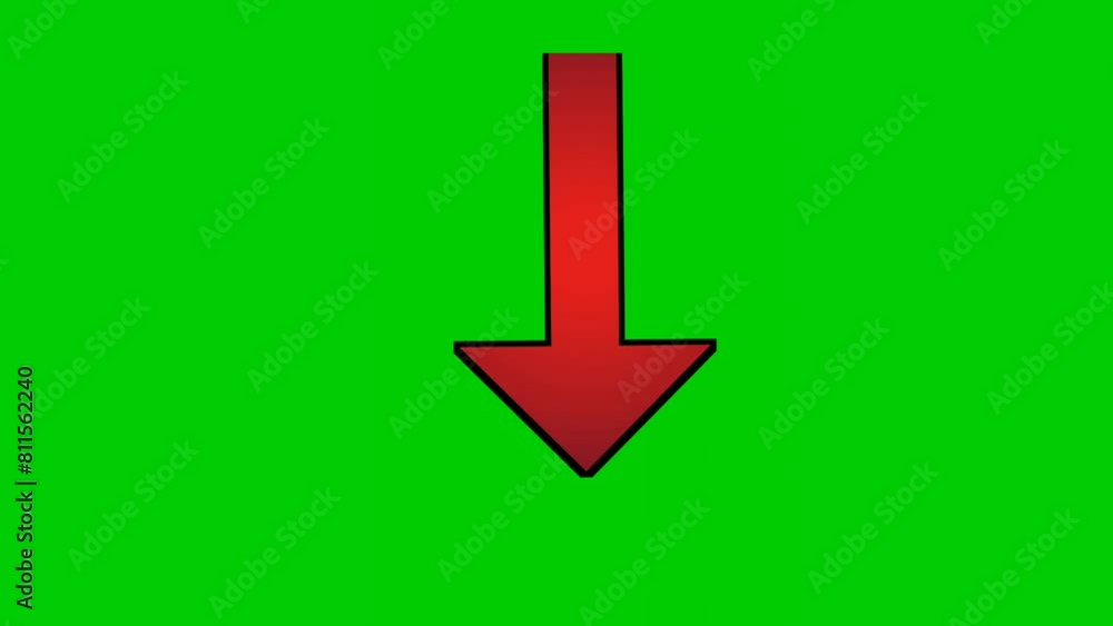 Poster red arrow sign symbol animation on green screen.motion graphics cartoon arrow pointing down 4k anima