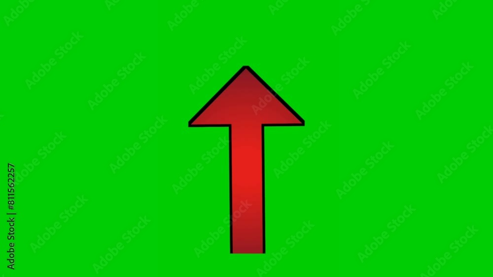 Poster up arrow sign symbol animation on green screen, motion graphics red color cartoon arrow pointing 4k 