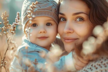 Fototapeta premium Happy Mother and her child created with Generative AI