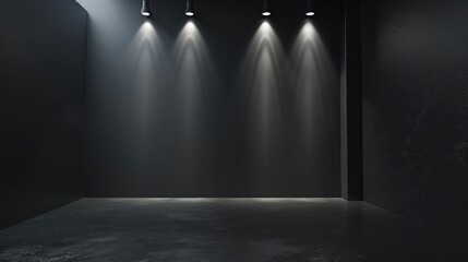 Product showcase with spotlight, Black studio room background, Use as montage for product display