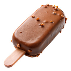 Chocolate ice cream bar, isolated, without light and shadow, on a white background.