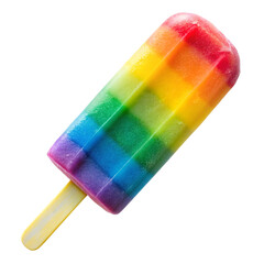 Rainbow ice cream bar, isolated, without light and shadow, on a white background.