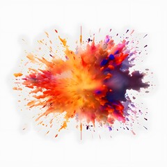 Explosion with colorful shapes on a white background. Generative AI.