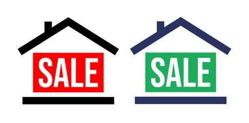 House for sale icons set. Real estate market property economy investment. Design vector.