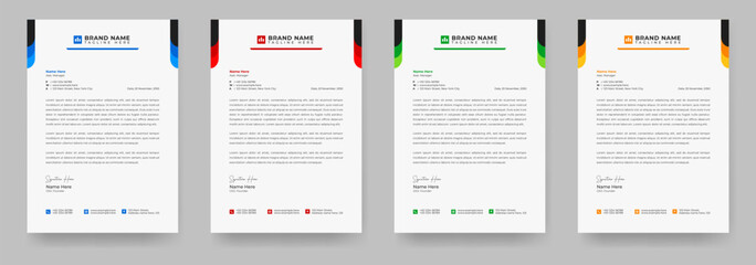 Corporate modern letterhead design bundle template with yellow, blue, green and red color. Corporate identity stationary items