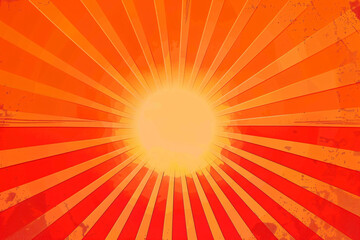 Orange radial ray background, retro PPT background with divergent ray illustration