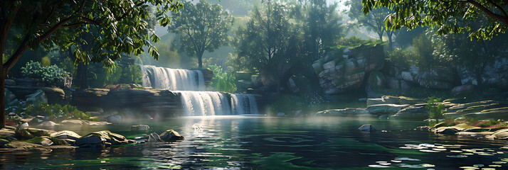 person >'s waterfall in the forest