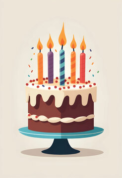 recommend clip art: a birthday cake with candles and sprinkles on a stand