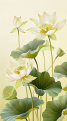 Summer solar term summer lotus summer pond lotus leaf flowers national trend illustration