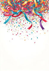 Fototapeta premium a colorful ribbons with streamers on it and confetti in the top