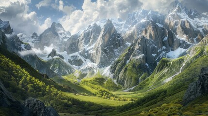 landscape with mountains hyper realistic 