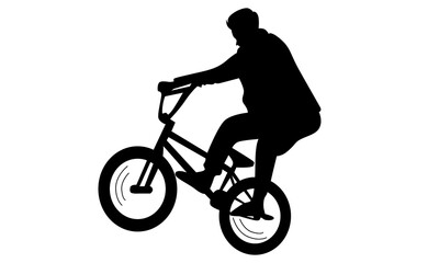 Naklejka premium silhouette of man showing off freestyle trick with bicycle