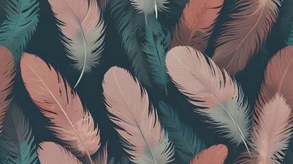 Seamless pattern with gentle feather texture. Simple soft wallpaper design. Home decor fashion textile. AI illustration. Generative AI 