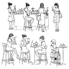 vector, illustration, people, silhouette, cartoon, woman, set, sketch, drawing, art, fashion, business, design, table, icon, boy, cafe, restaurant, coffee, bar, love, couple, sitting, chair, dinner, f