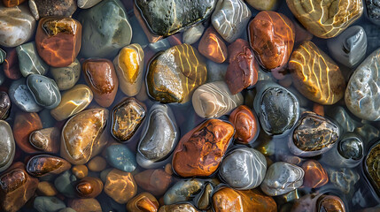 water pattern among river rocks in a pool of water