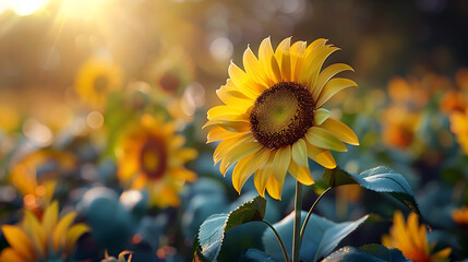 Radiant Sunflower Blooming in Serene Summer Garden