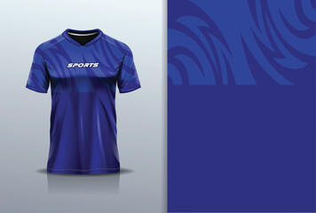 Sport jersey template mockup wave abstract design for football soccer, racing, gaming, running, blue color