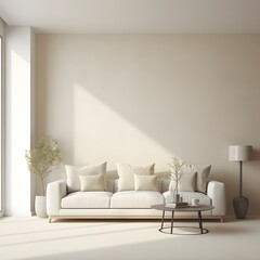 Modern contemporary living room in minimal style. Generative AI.
