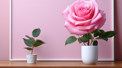 pink rose in a vase - Powered by Adobe