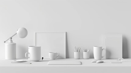 White background template showcasing blank lifestyle items, AI Generative hyper realistic 